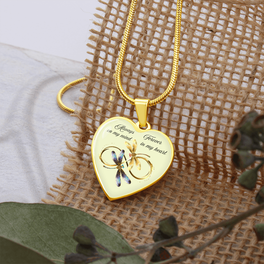 Luxury Graphic Heart Necklace – Always on My Mind, Forever in My Heart Personalized Memorial Jewelry