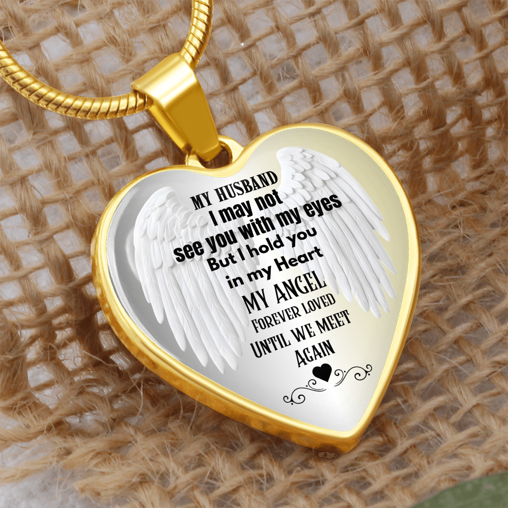 My husband My Angel memorial Heart Necklace