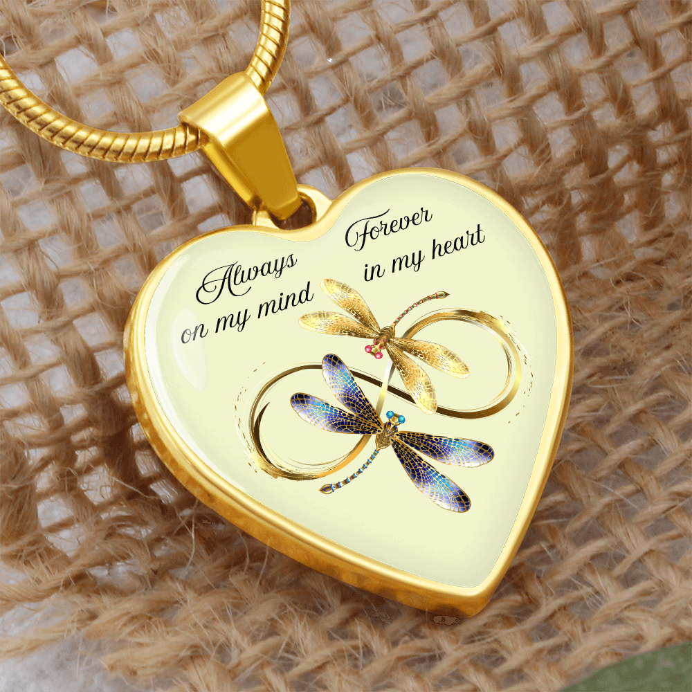 Luxury Graphic Heart Necklace – Always on My Mind, Forever in My Heart Personalized Memorial Jewelry
