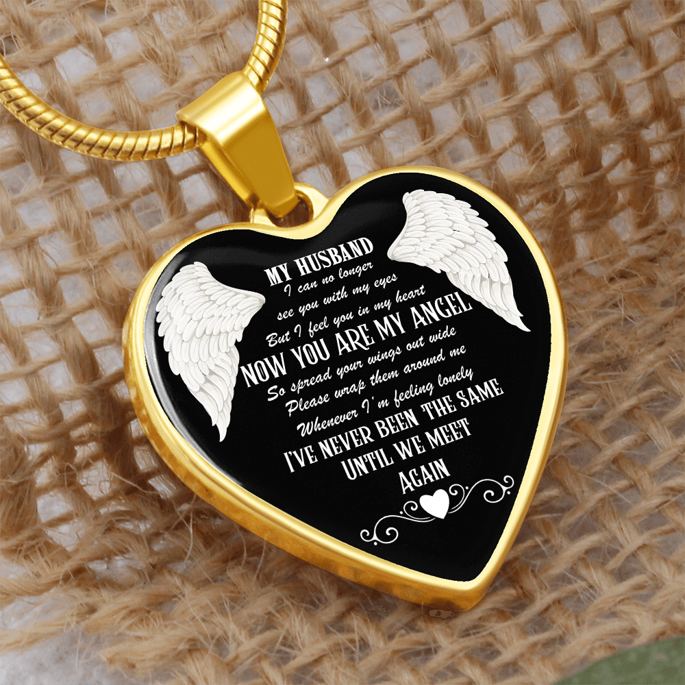 Graphic Heart Necklace My Husband now you are my Angel by ShineOn Fulfillment