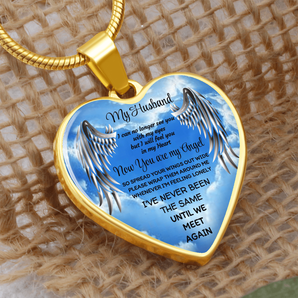 My Husband Angel Heart Pendant Necklace: Luxury Memorial Jewelry by ShineOn Fulfillment
