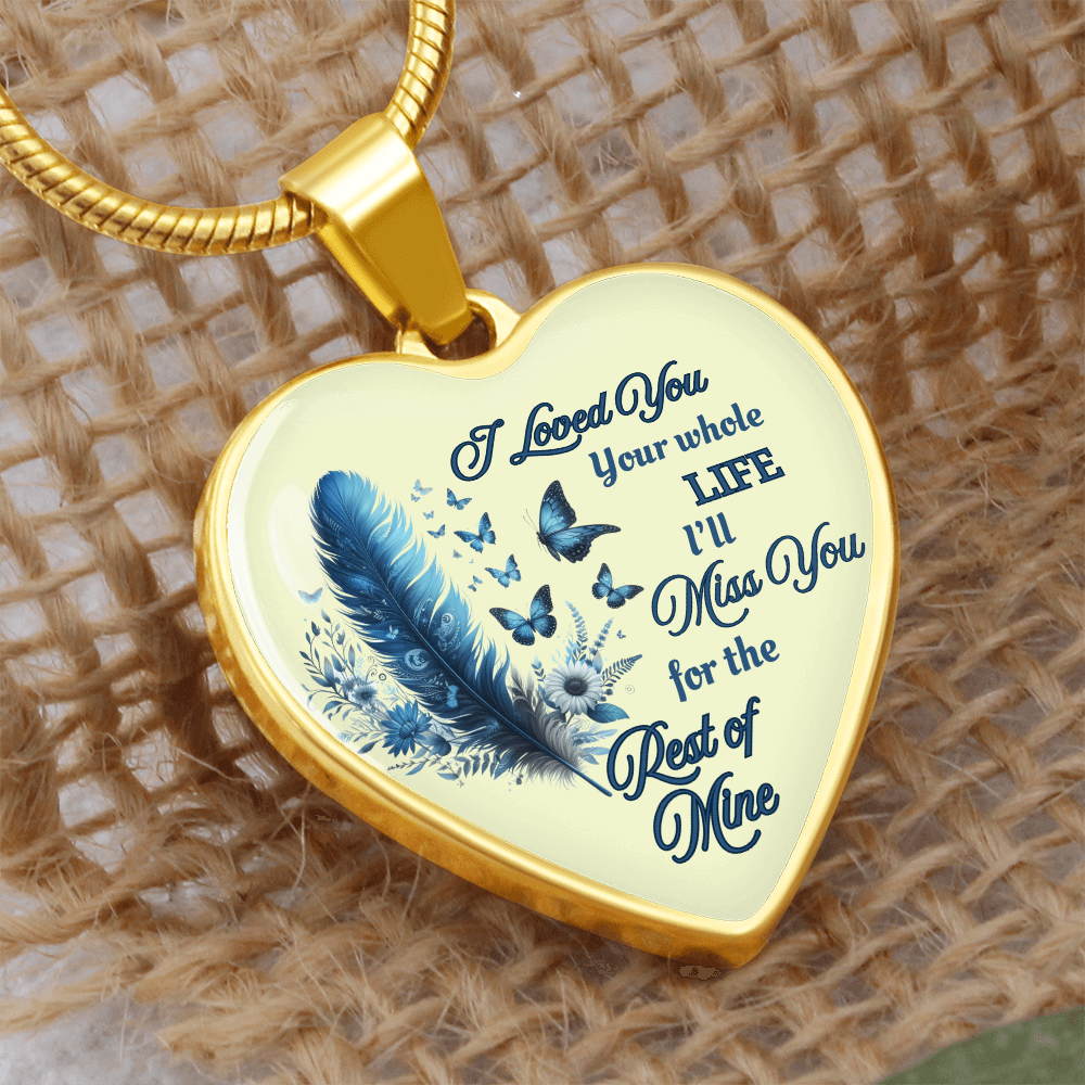 Necklace Memorial Blue Feather Heart Pendant Sympathy Gift for Loss "I Loved You Your Whole Life" by ShineOn Fulfillment