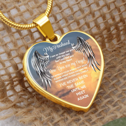 Luxury Heart pendant Necklace my Husband now you are my Angel by ShineOn Fulfillment
