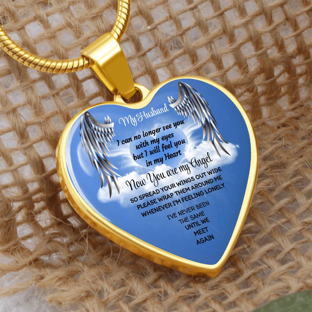 Luxury Heart pendant Necklace My Husband now you are my Angel by ShineOn Fulfillment