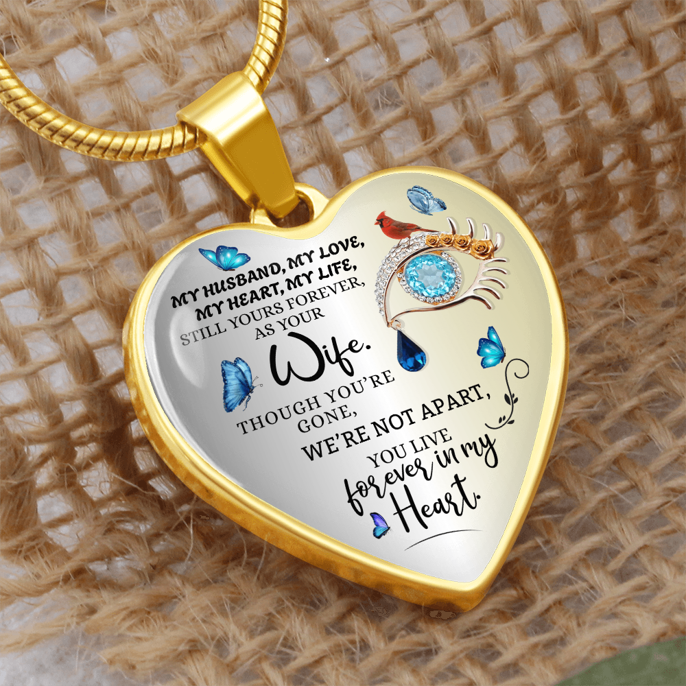 Luxury Personalized Heart Necklace, Husband Loss Gift for Wife, Memorial Jewelry, Remembrance Necklace, Forever Love Keepsake