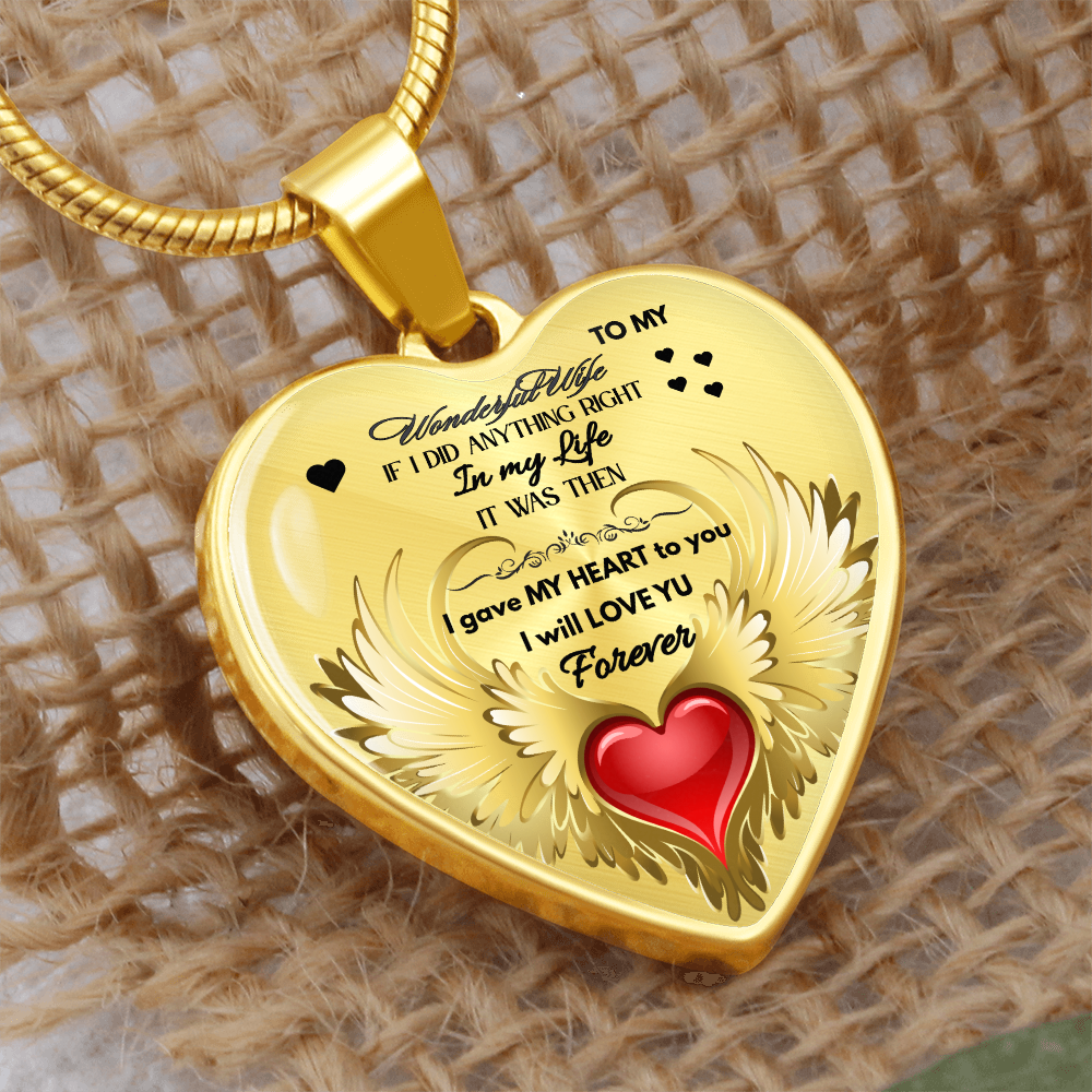 To My Wonderful Wife Angel Wings Necklace – Love Gift for Wife, Romantic Jewelry for Anniversary, Birthday or Valentine's Day by ShineOn Fulfillment