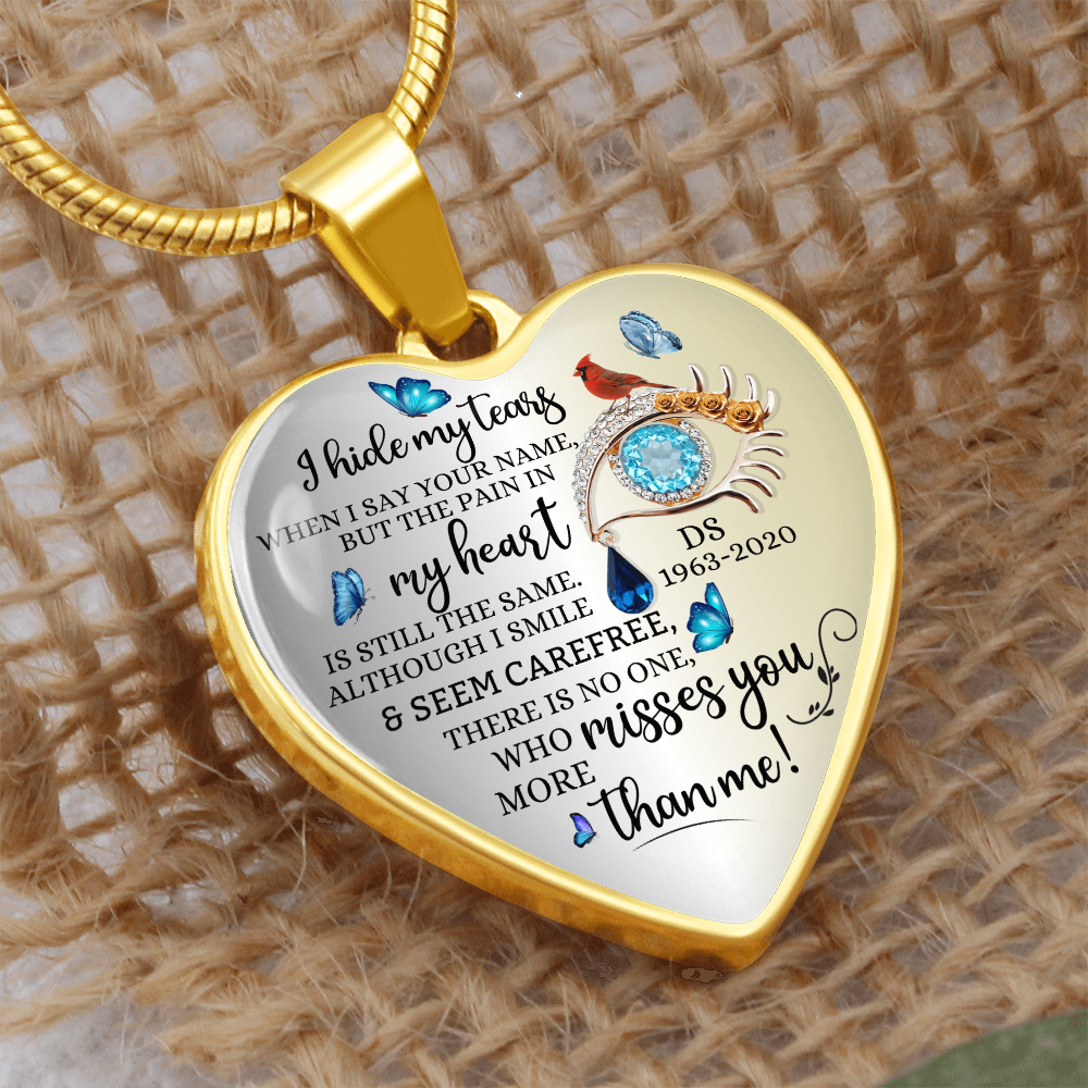 Memorial Necklace with heart pendant and name engraved