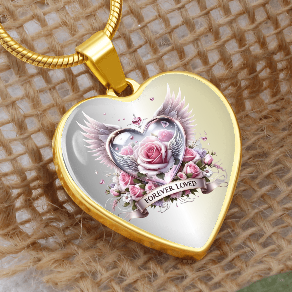Luxury Heart Necklace - Pink Rose Forever Loved