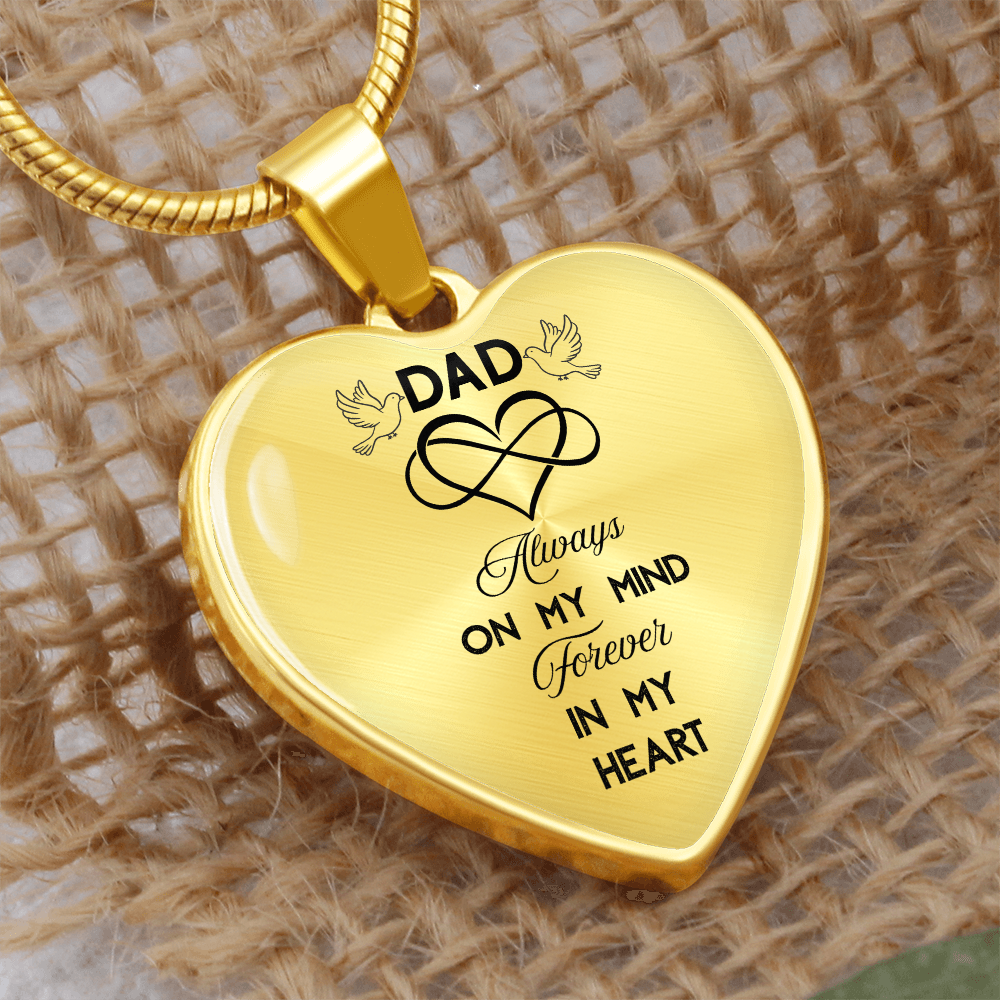 In Loving Memory Dad Necklace – Luxury Heart Memorial Jewelry for Loss of Father