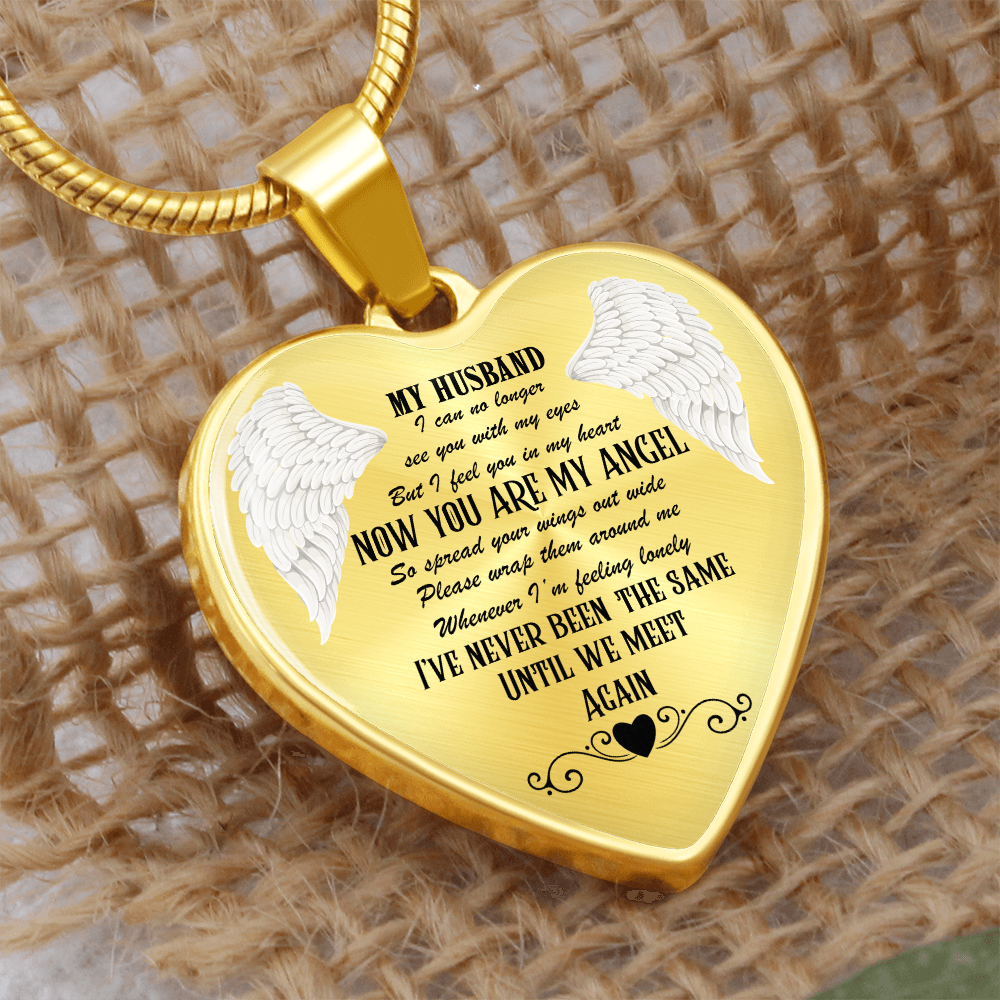 Luxury Graphic Heart Necklace My Husband now you are my Angel by ShineOn Fulfillment
