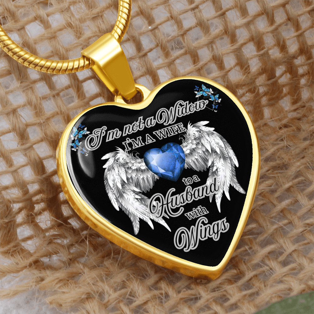Wife to a Husband with Wings Memorial Necklace – Luxury Heart Pendant – Sympathy Gift for Loss of Husband – Remembrance Jewelry for Her by ShineOn Fulfillment