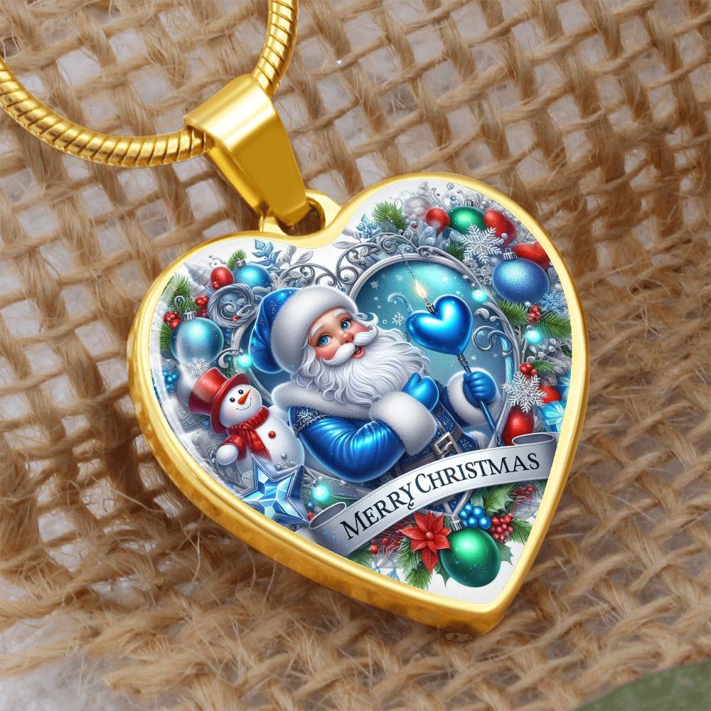 Luxury Heart Necklace – Merry Christmas Graphic Design | Holiday Jewelry Gift for Women by ShineOn Fulfillment