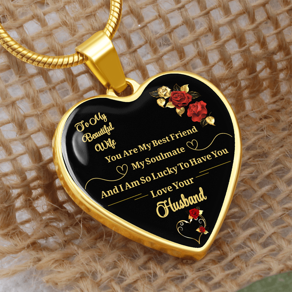 Luxury Graphic Heart Necklace to My Wife You Are My Best Friend I Always Love You Heart Pendant Necklace to Wife Anniversary Birthday Gift From Husband by ShineOn Fulfillment