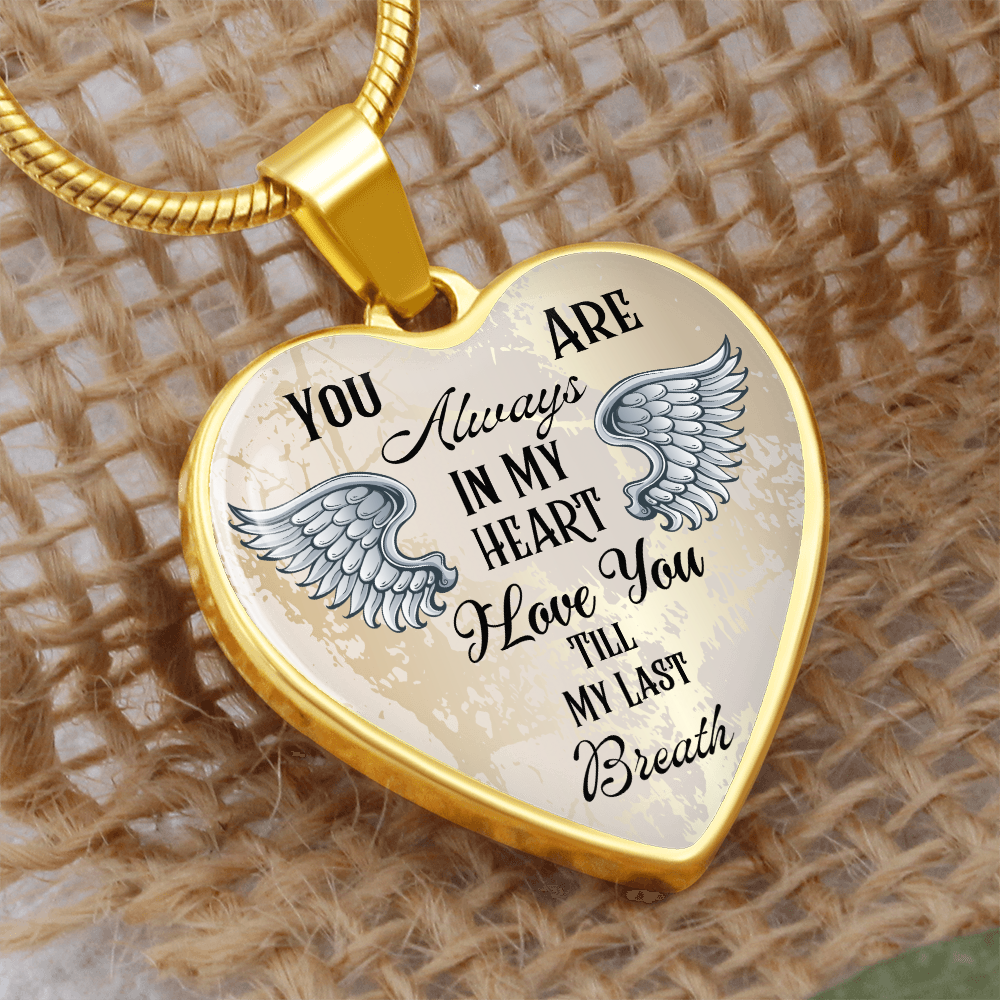Personalized Heart pendant necklace with back engraving, You are always in my Heart ShineOn Fulfillment