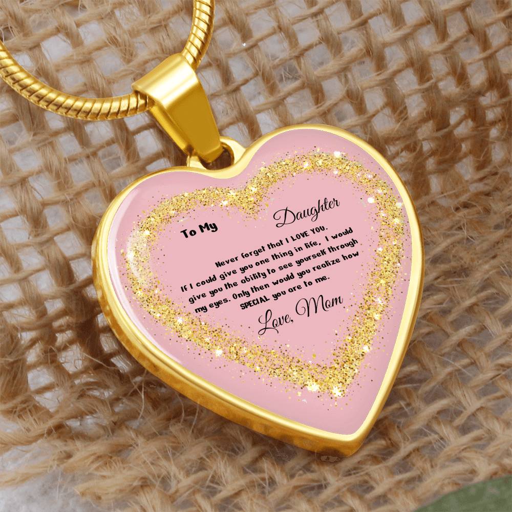 Luxury Heart Pendant Necklace – To My Daughter, Love Mom | Personalized Jewelry Gift by ShineOn Fulfillment