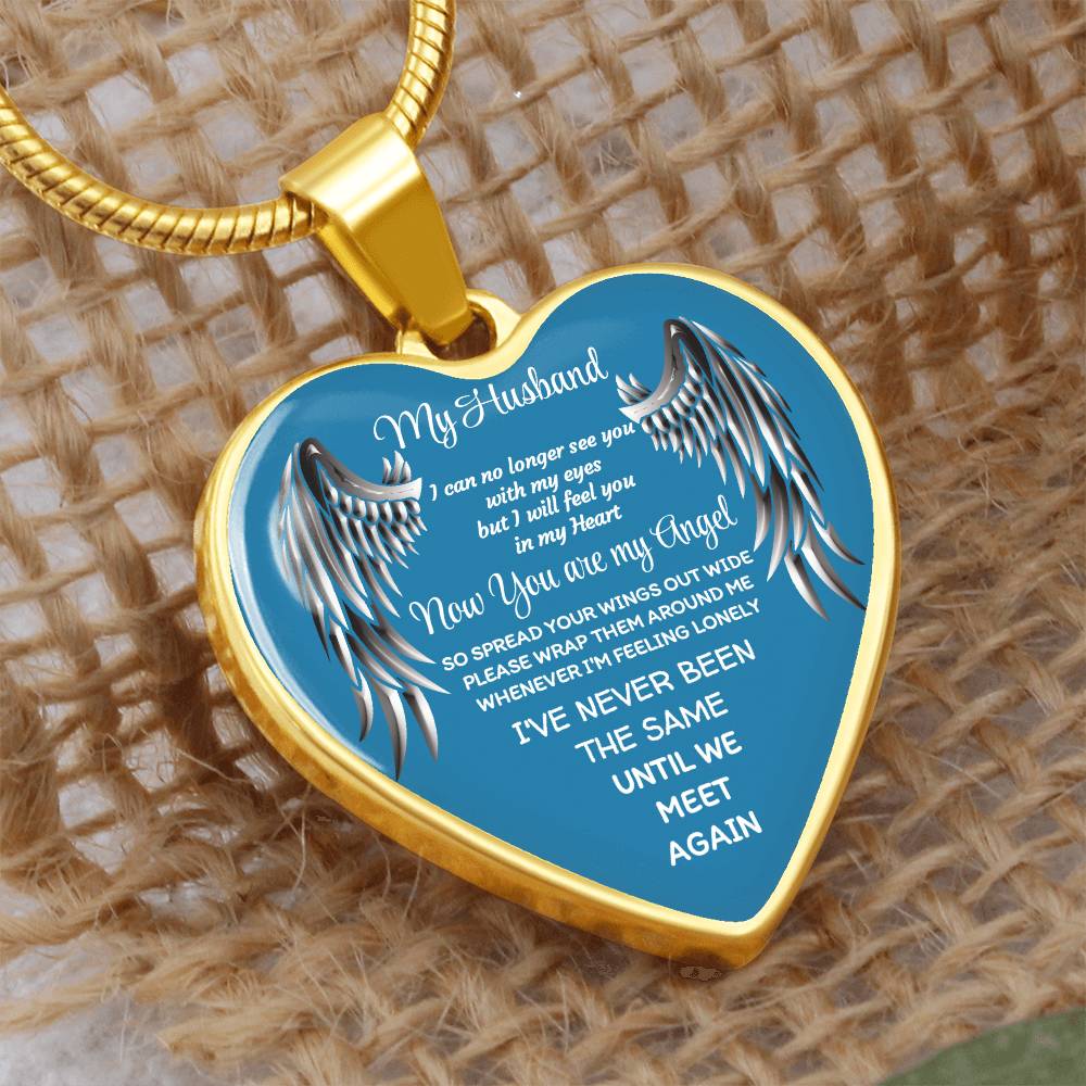 Luxury Heart pendant Necklace my Husband now you are my Angel by ShineOn Fulfillment