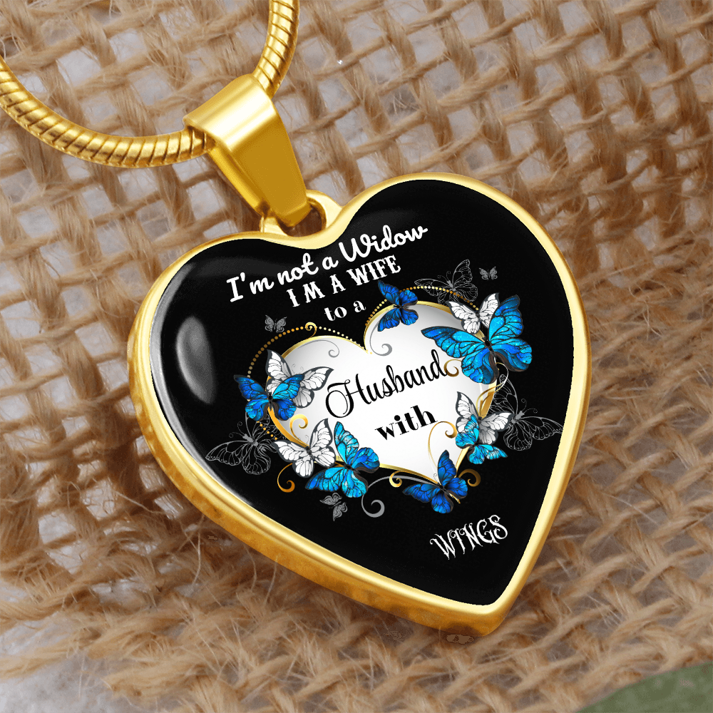 Luxury Graphic Heart Necklace I'm not a Widow Butterflies design by ShineOn Fulfillment