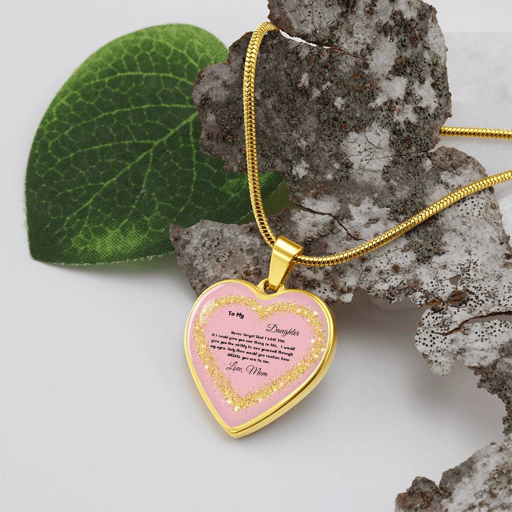 Luxury Heart Pendant Necklace – To My Daughter, Love Mom | Personalized Jewelry Gift by ShineOn Fulfillment