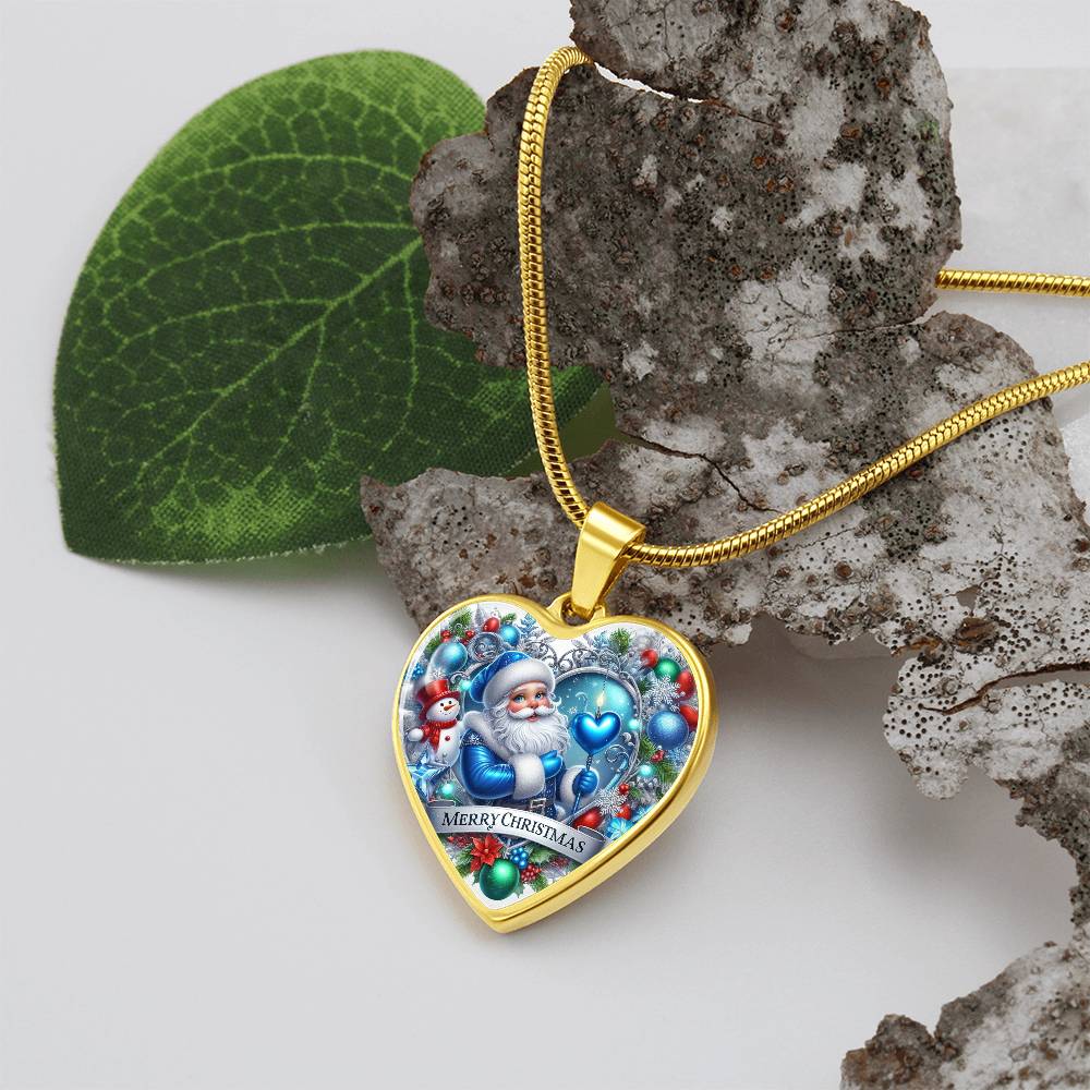 Luxury Heart Necklace – Merry Christmas Graphic Design | Holiday Jewelry Gift for Women by ShineOn Fulfillment