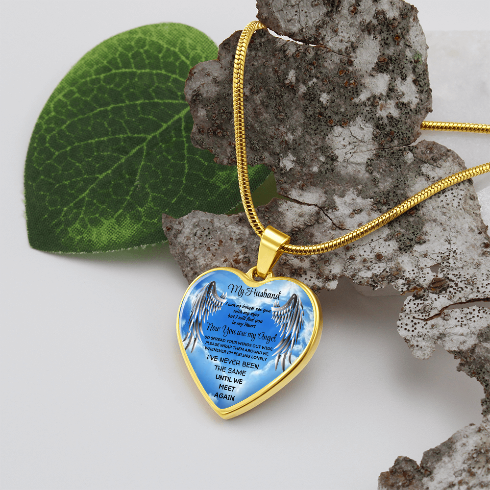 My Husband Angel Heart Pendant Necklace: Luxury Memorial Jewelry by ShineOn Fulfillment