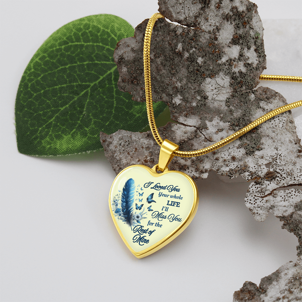 Necklace Memorial Blue Feather Heart Pendant Sympathy Gift for Loss "I Loved You Your Whole Life" by ShineOn Fulfillment