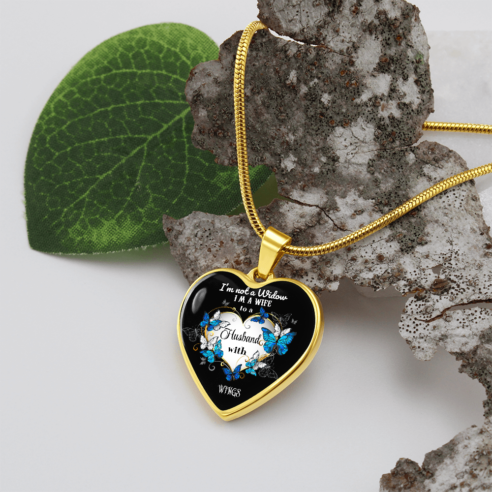 Luxury Graphic Heart Necklace I'm not a Widow Butterflies design by ShineOn Fulfillment