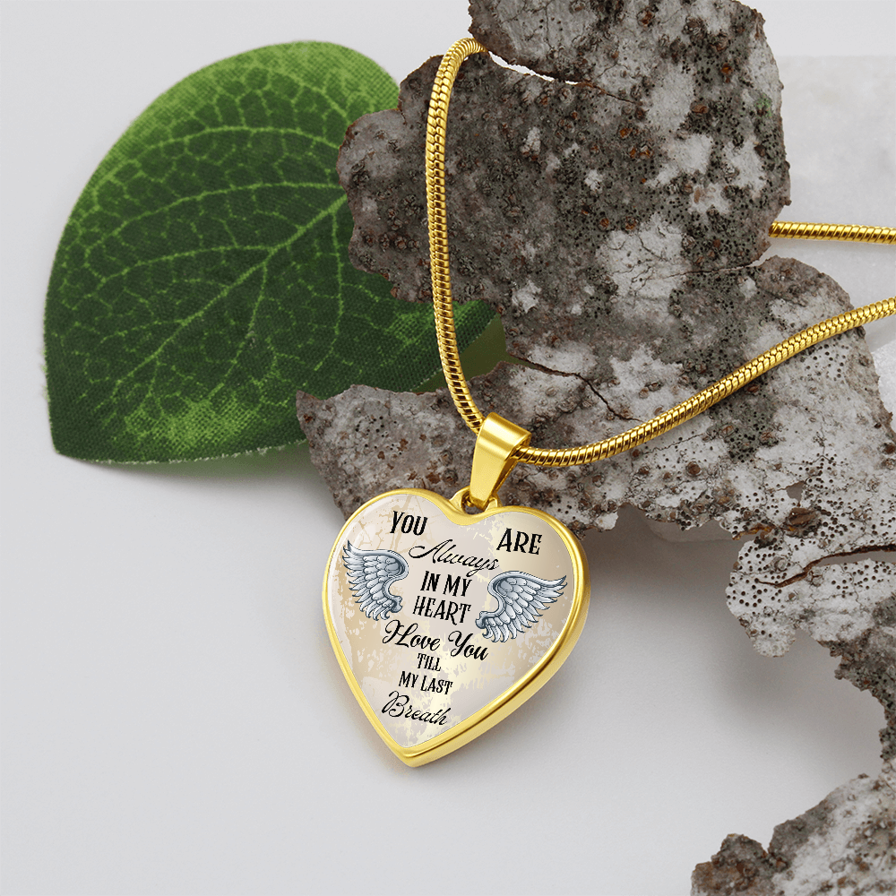 Personalized Heart pendant necklace with back engraving, You are always in my Heart ShineOn Fulfillment