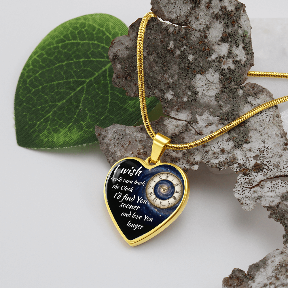 Heart Necklace I wish I could turn back the Clock ShineOn Fulfillment