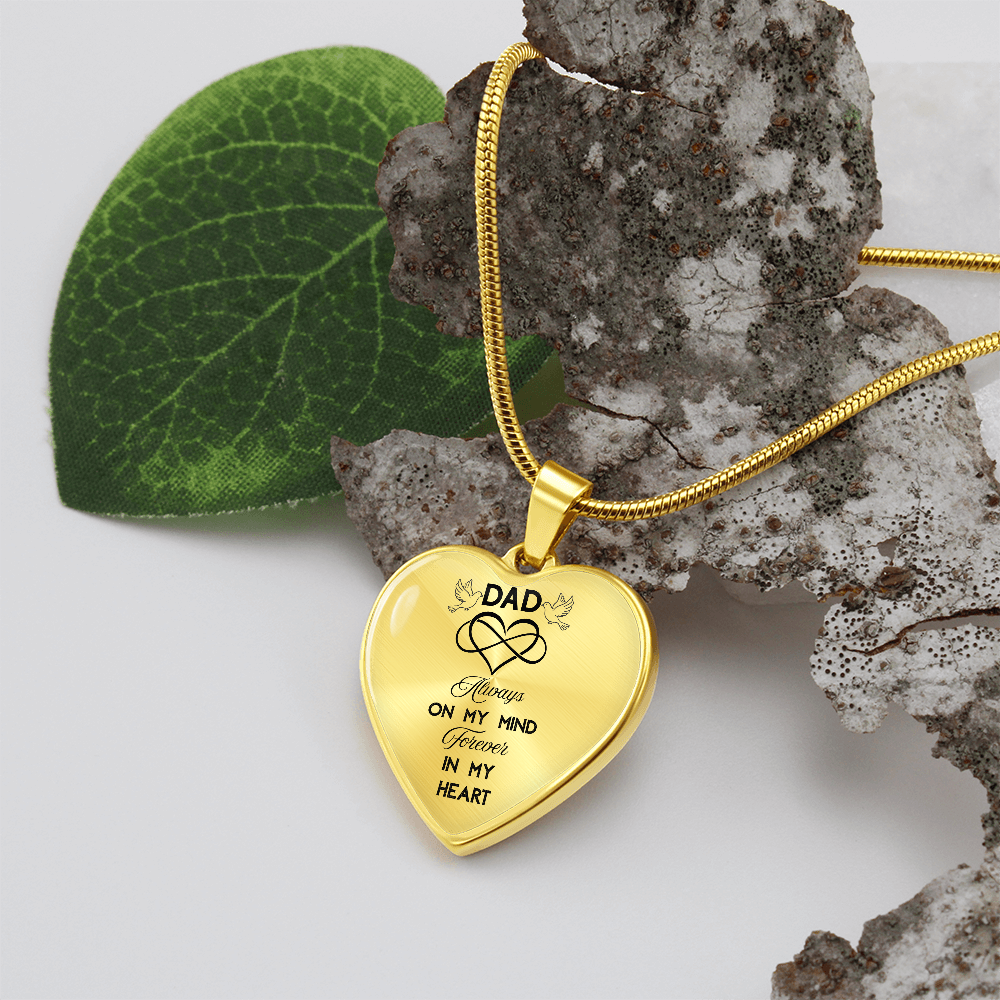 In Loving Memory Dad Necklace – Luxury Heart Memorial Jewelry for Loss of Father