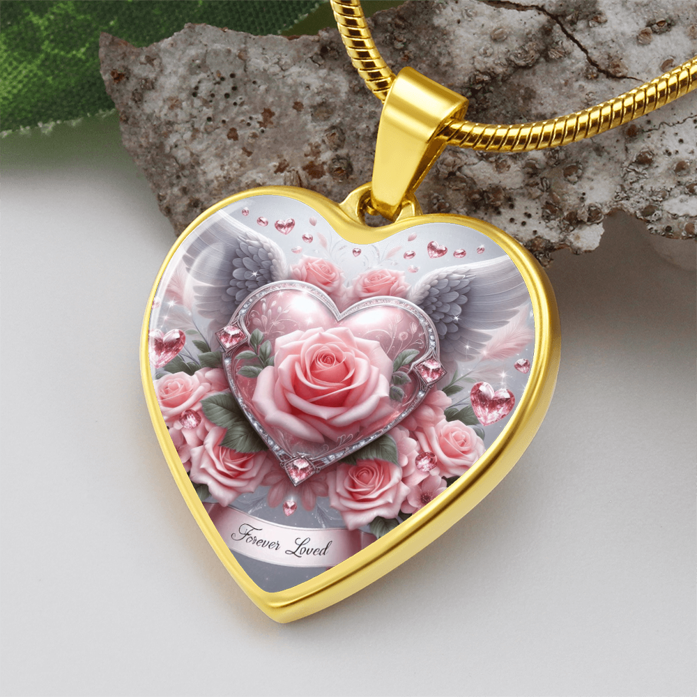 Luxury Heart Necklace Memorial Jewelry – Forever Loved Graphic Pendant Gift for Women Loved One Keepsake by ShineOn Fulfillment