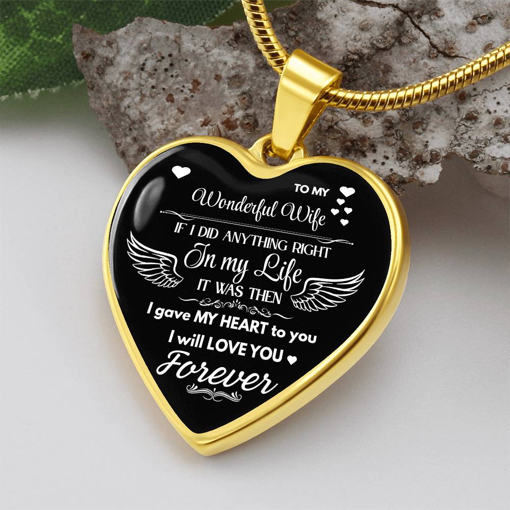 To My Wonderful Wife Heart Necklace | Angel Wings Love Gift | JewelryLuxeUS JewelryLuxeUS.Shop
