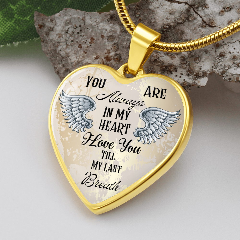 Personalized Heart pendant necklace with back engraving, You are always in my Heart ShineOn Fulfillment