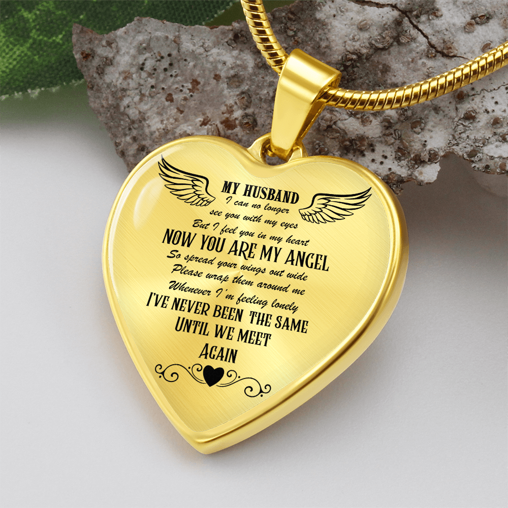 Luxury Graphic Heart Necklace My Husband my Angel