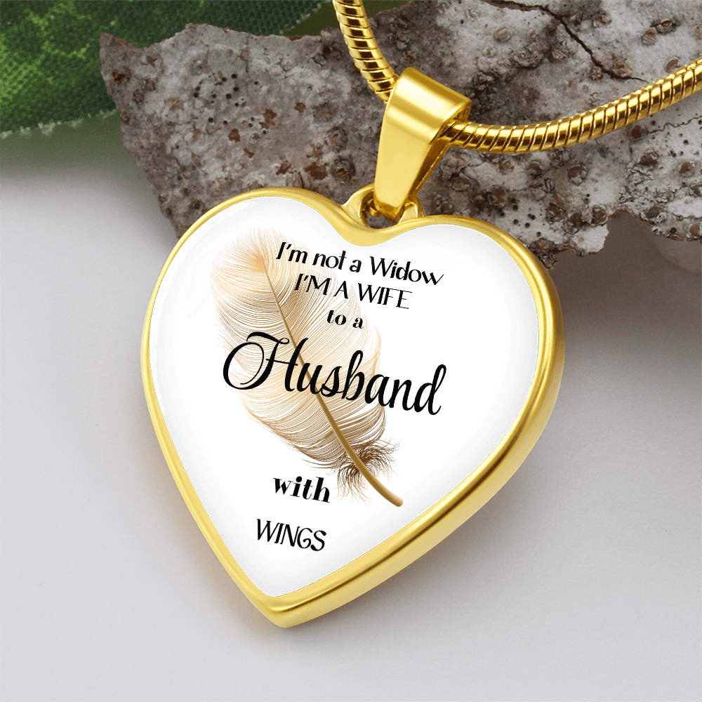 In Loving Memory Husband Necklace – Angel Wings Heart Tribute Jewelry | Elegant Memorial & Sympathy Gift by ShineOn Fulfillment