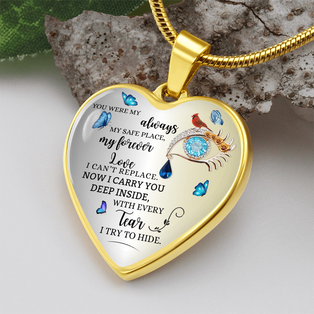 Forever Love Necklace for Wife, Husband Memorial Gift, Loss of Husband Jewelry, Sympathy Heart Pendant, In Loving Memory Keepsake