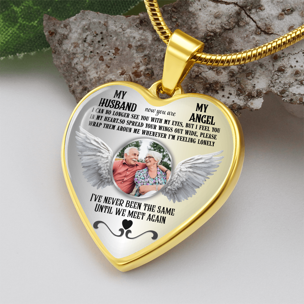 Personalized Memorial Photo Heart Necklace, Husband Loss Remembrance Gift, Custom Sympathy Jewelry, In Loving Memory Keepsake