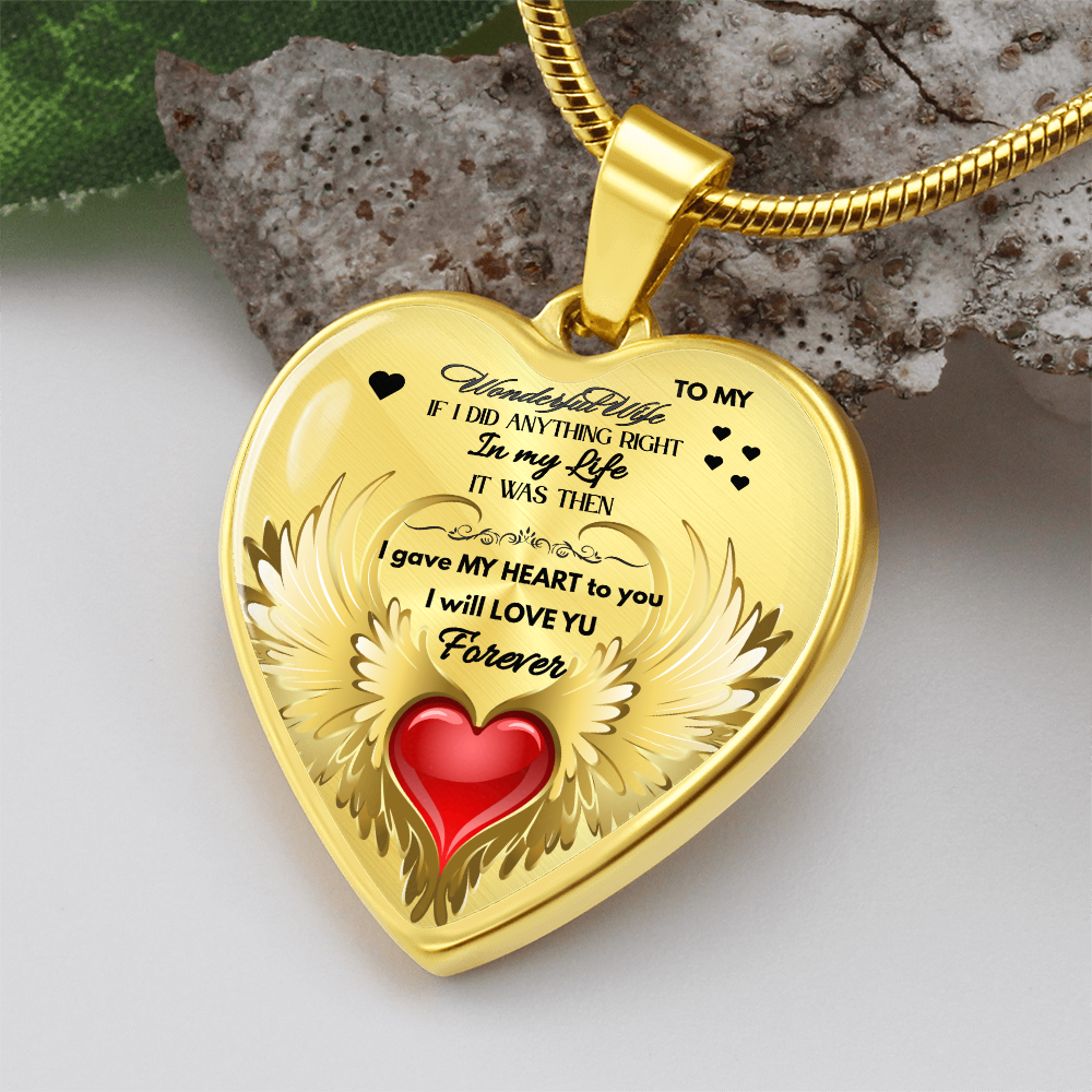 To My Wonderful Wife Angel Wings Necklace – Love Gift for Wife, Romantic Jewelry for Anniversary, Birthday or Valentine's Day by ShineOn Fulfillment