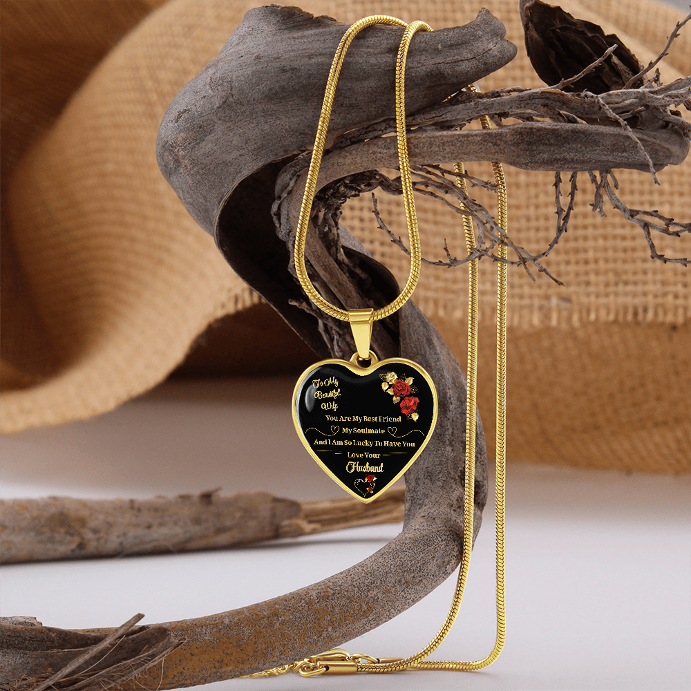 Luxury Graphic Heart Necklace to My Wife You Are My Best Friend I Always Love You Heart Pendant Necklace to Wife Anniversary Birthday Gift From Husband by ShineOn Fulfillment