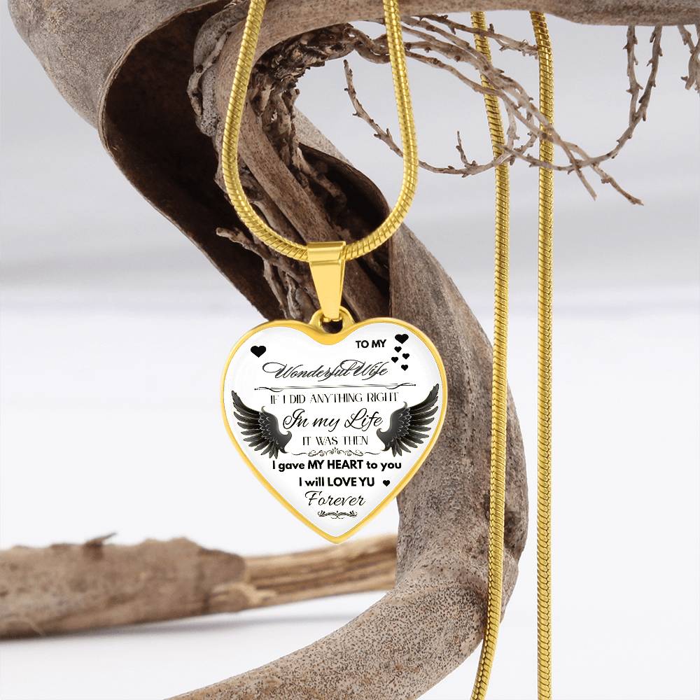 Angel Wings Necklace – To My Wonderful Wife Love Gift, Sentimental Jewelry for Wife's Birthday, Anniversary, or Just Because by ShineOn Fulfillment