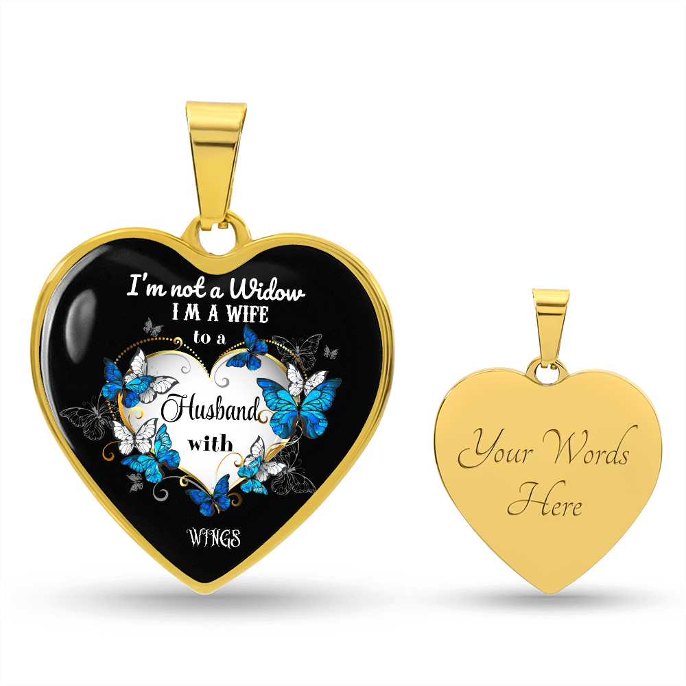 Luxury Graphic Heart Necklace I'm not a Widow Butterflies design by ShineOn Fulfillment