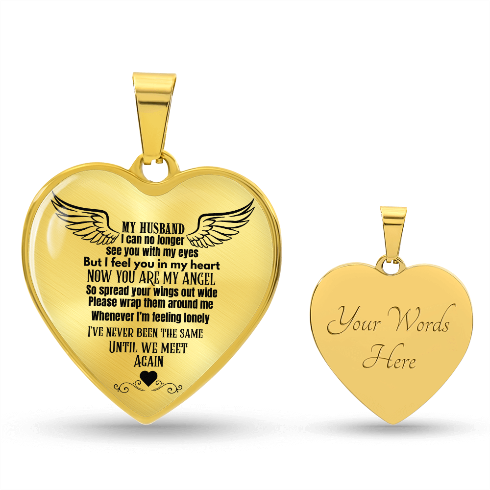 Heart Pendant Necklace for Widows, Angel Remembrance Jewelry Gift for Husband in Loving Memory, Grief Support, Anniversary & Memorial Gift