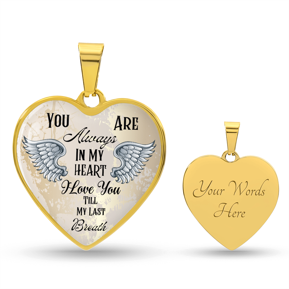 Personalized Heart pendant necklace with back engraving, You are always in my Heart ShineOn Fulfillment