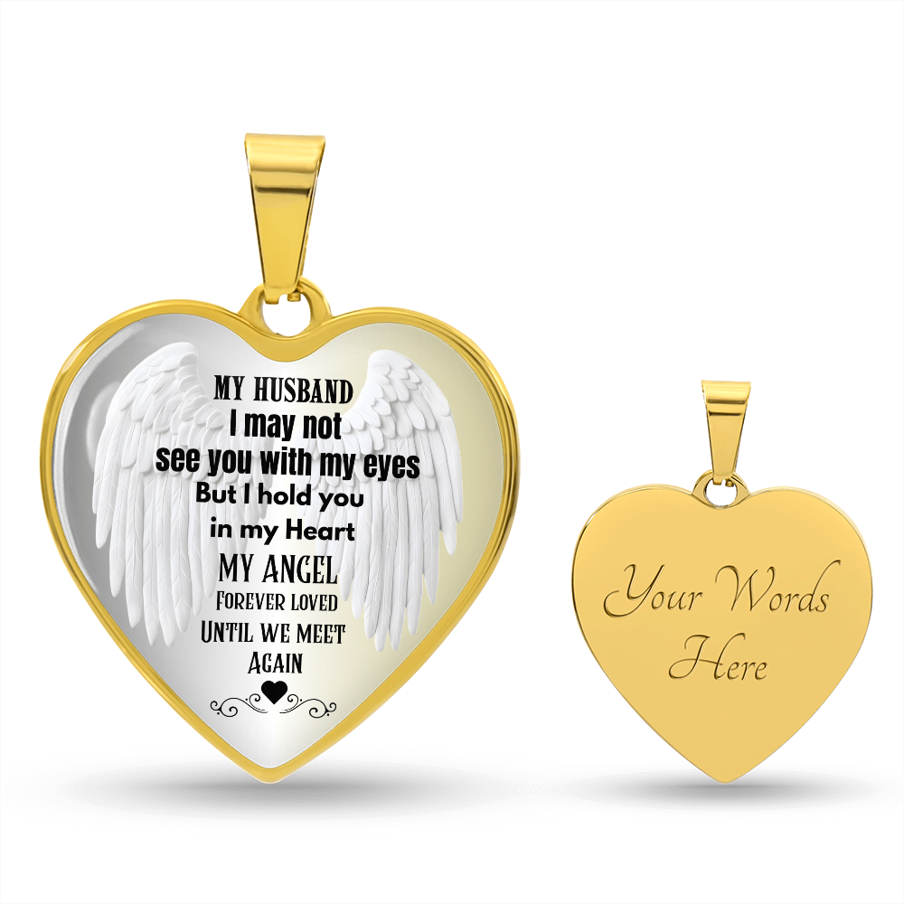 My husband My Angel memorial Heart Necklace