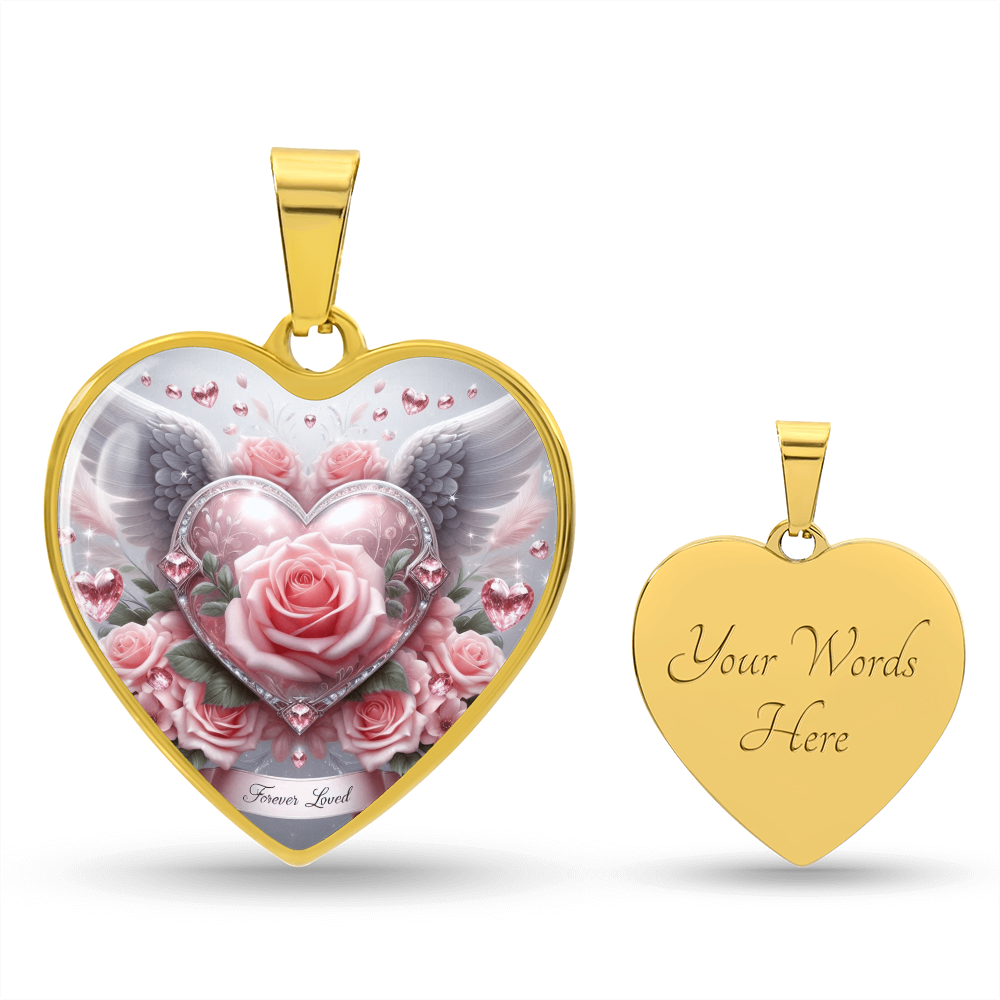 Luxury Heart Necklace Memorial Jewelry – Forever Loved Graphic Pendant Gift for Women Loved One Keepsake by ShineOn Fulfillment