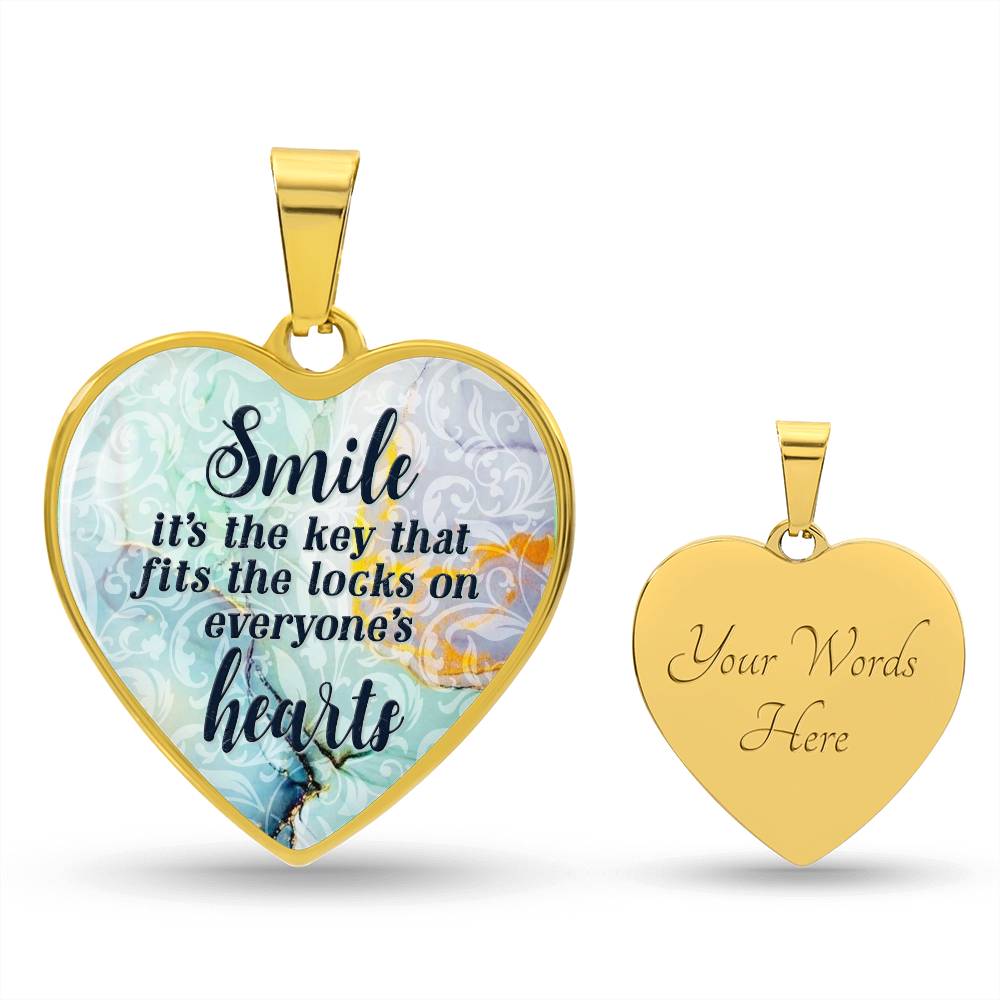 Luxury Heart pendant Necklace Smile it's the Key that fits the locks on everyone's Hearts.