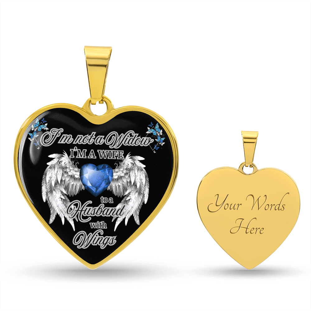 Wife to a Husband with Wings Memorial Necklace – Luxury Heart Pendant – Sympathy Gift for Loss of Husband – Remembrance Jewelry for Her by ShineOn Fulfillment