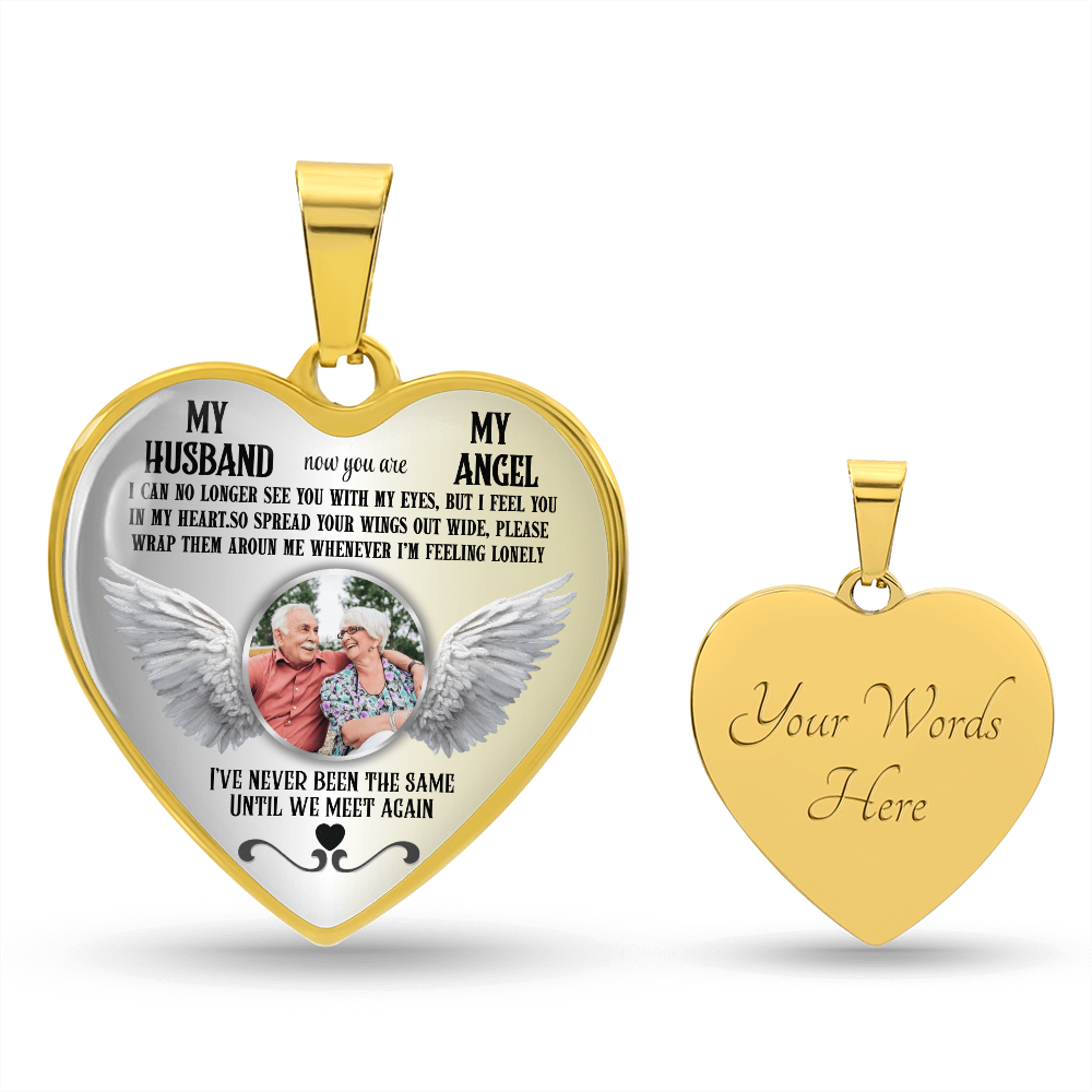 Personalized Memorial Photo Heart Necklace, Husband Loss Remembrance Gift, Custom Sympathy Jewelry, In Loving Memory Keepsake