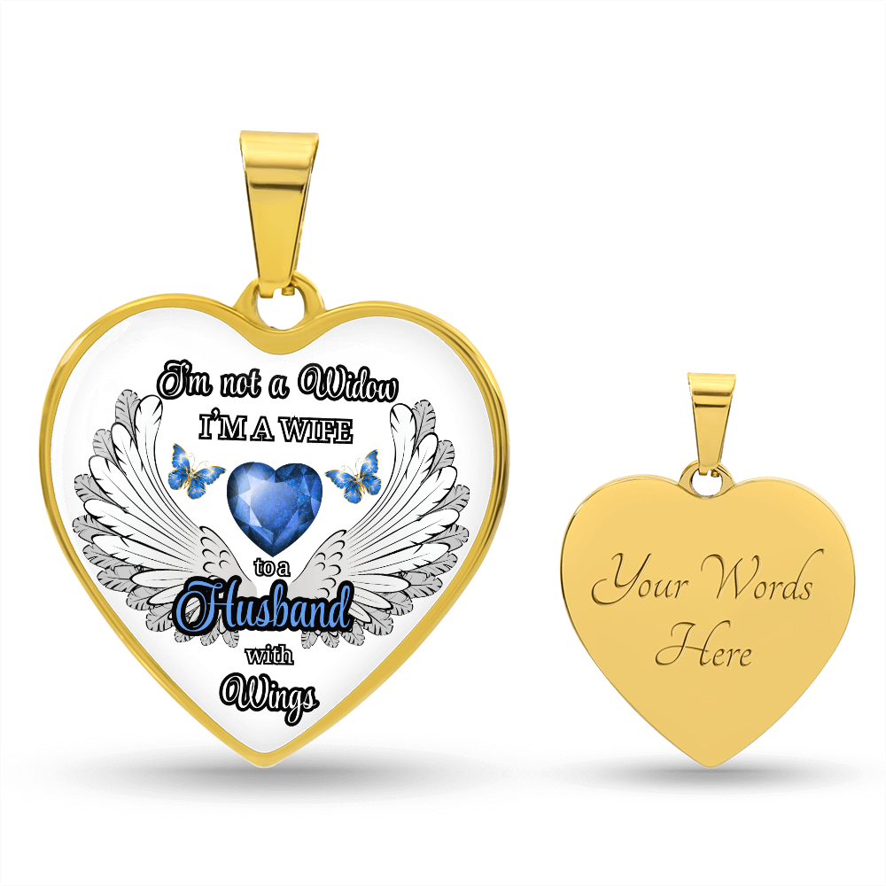 Personalized Memorial Necklace for Wife – "I'm a Wife to a Husband with Wings" – Heart Pendant Sympathy Gift – Loss of Husband Jewelry by ShineOn Fulfillment