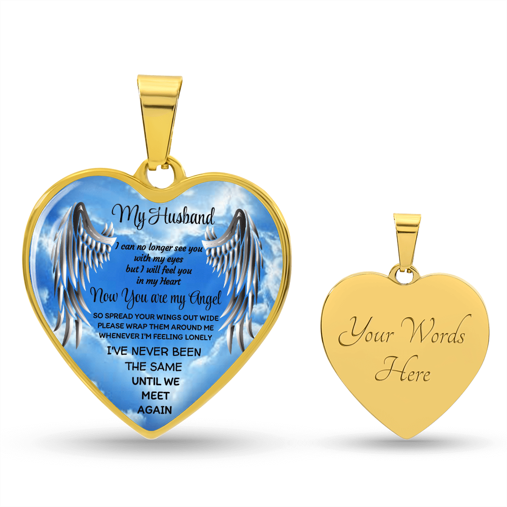 My Husband Angel Heart Pendant Necklace: Luxury Memorial Jewelry by ShineOn Fulfillment