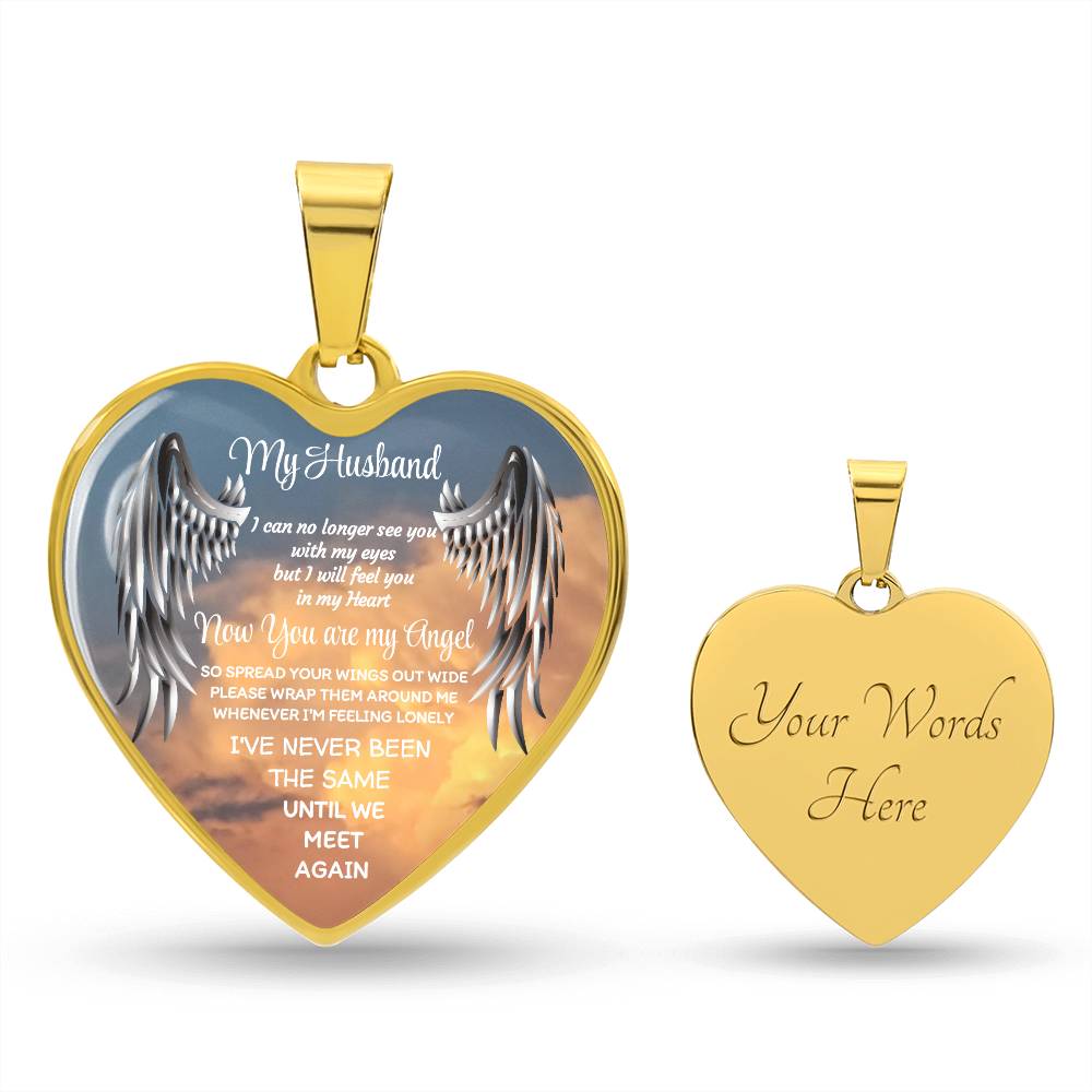 Luxury Heart pendant Necklace my Husband now you are my Angel by ShineOn Fulfillment